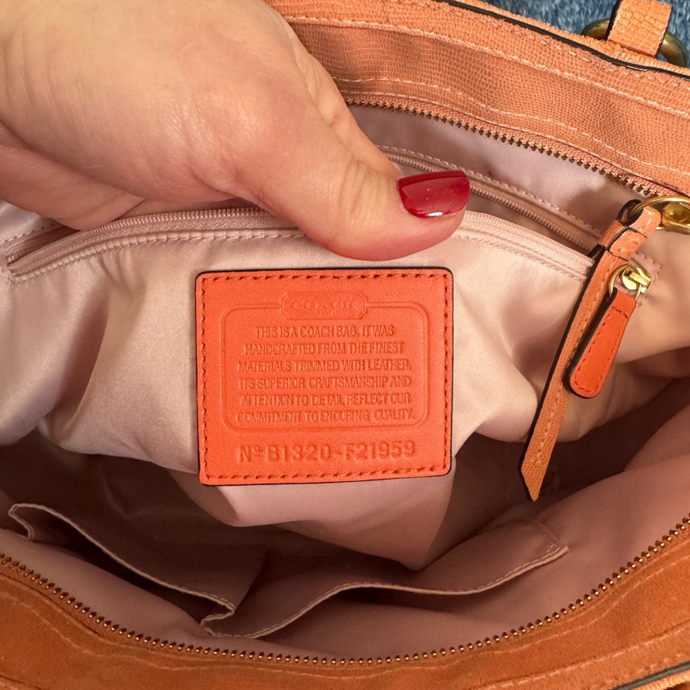 Coach Tan and Coral Tote Bag - Picture 8 of 8